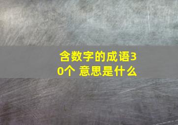 含数字的成语30个 意思是什么